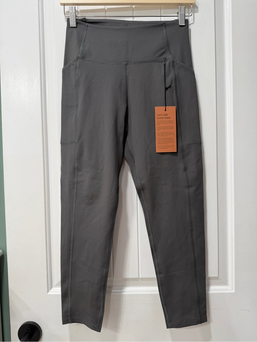 NWT Girlfriend Collective High-Waist Gray Active Leggings with Side Pockets